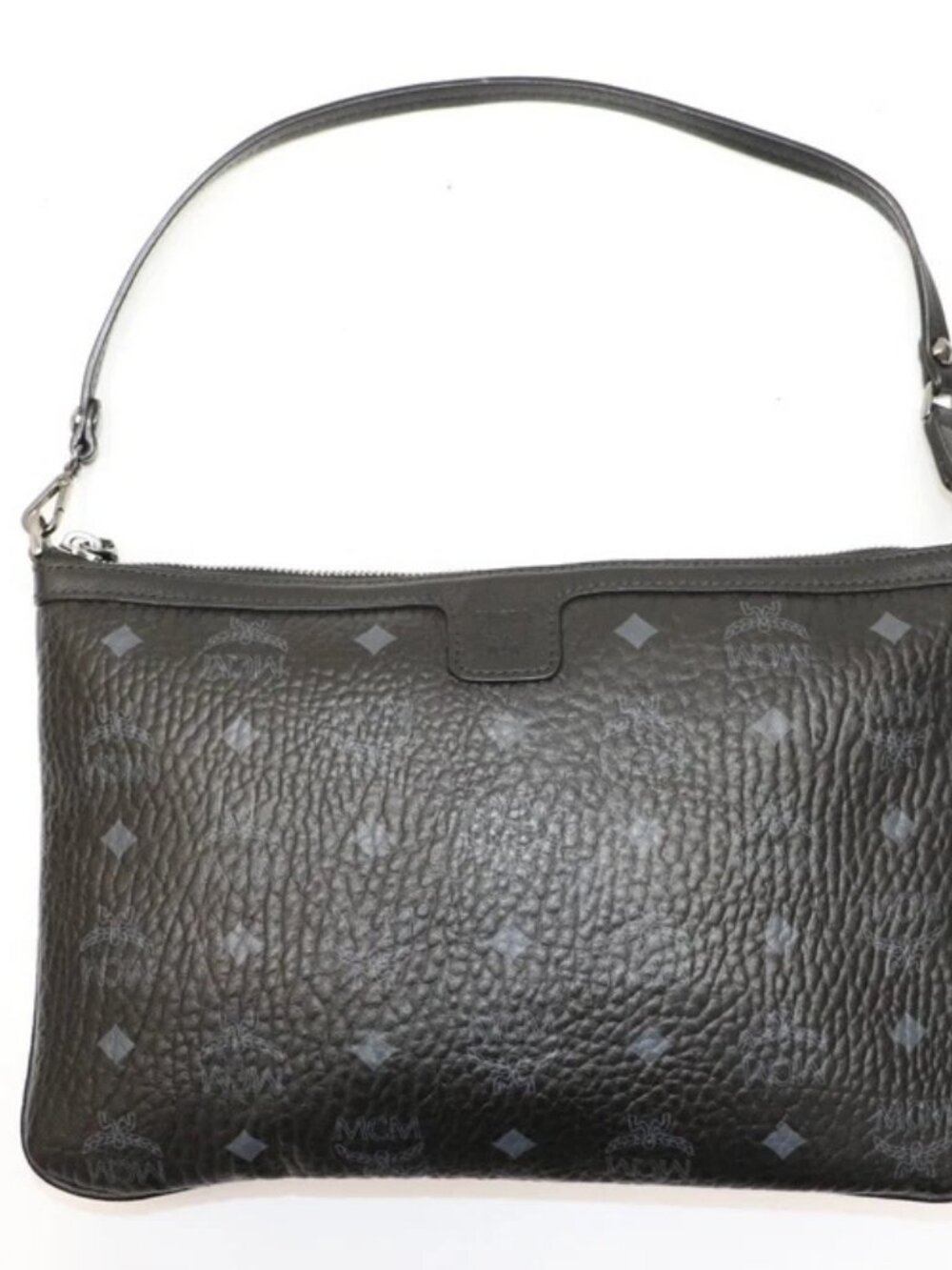 MCM Visetos Liz Shopper Tote Pouch - Black/Purple "Read"